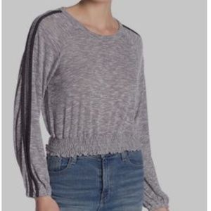 Vintage Havana Striped Sleeve Smock Crop Top